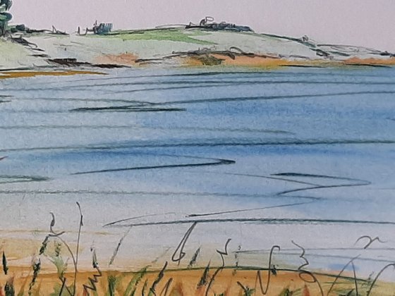 Summer bay - a watercolour & pencil painting