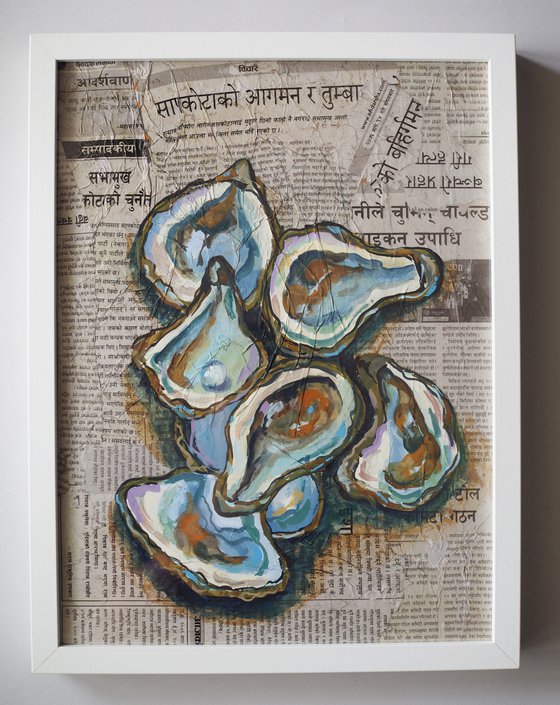 Oysters on the newspaper