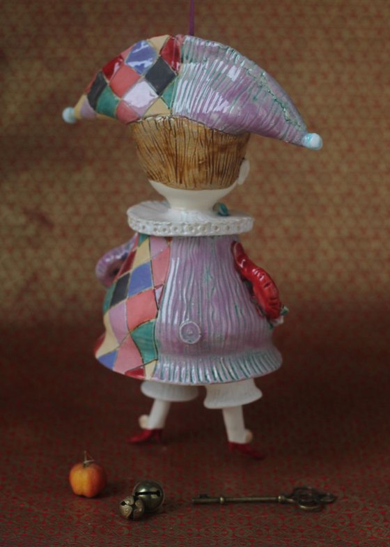 Harlequine. Wall sculpture, bell doll by Elya Yalonetski