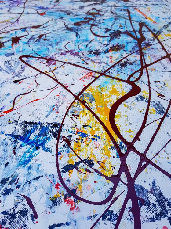 Constel - (W)160x(H)160 cm. Style of JACKSON POLLOCK. Abstract Expressionism Painting