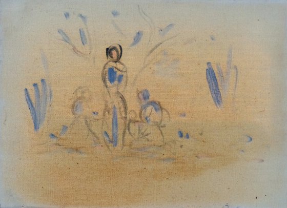 The Family Picknick 2, oil on canvas 24x33 cm, ready to hang