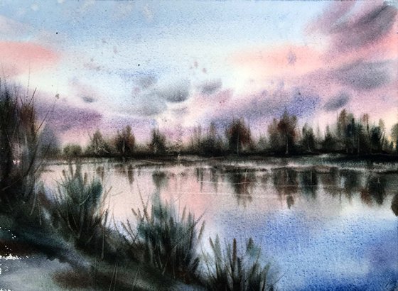 The other shore.  one of a kind, original watercolour