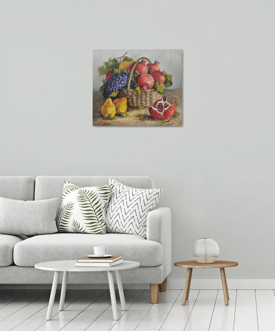 Autumn fruits (60x70cm, oil painting,  ready to hang)