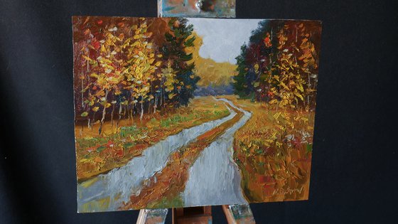 Across The Autumn Forest - autumn landscape painting