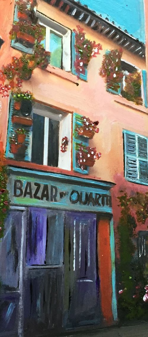 Orange Shop, Blue Shutters by Andrew  Reid Wildman