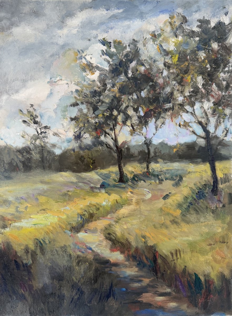 Expressive Landscape Oil Painting By Liubou Sas, 12 X 16", Entrancement, Original Artwork