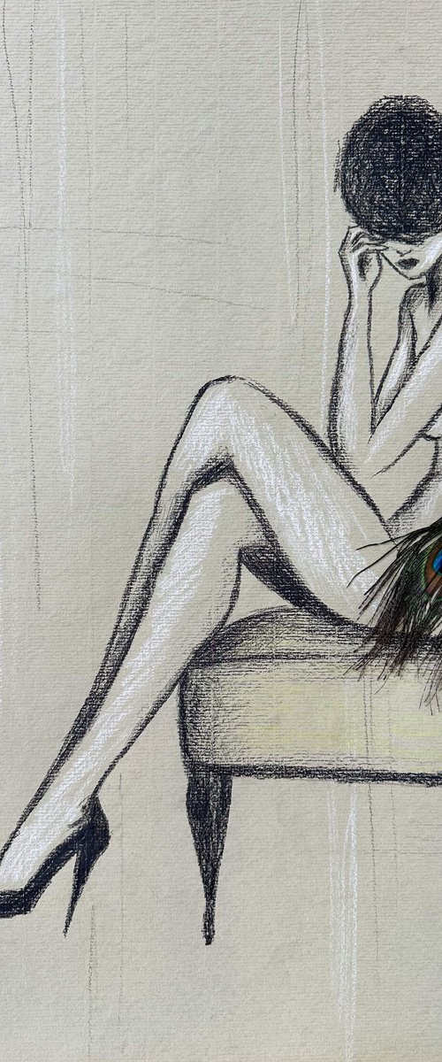 The Woman Behind a Peacock Feather by Kristina Mallen