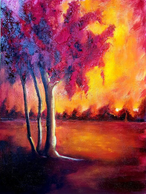 Maple Tree at Sunset by Leezee Lee ( Georgiana L. Nicolae)