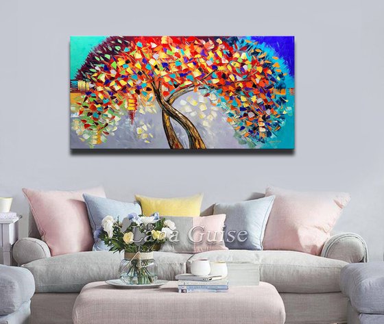 Thousand Shades of Passion Tree Oil Painting 120 x 60 cm