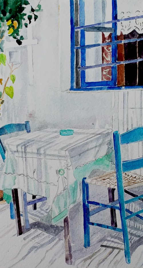 GREEK TAVERN /37 x 29 cm by Zoran Mihajlović Muza