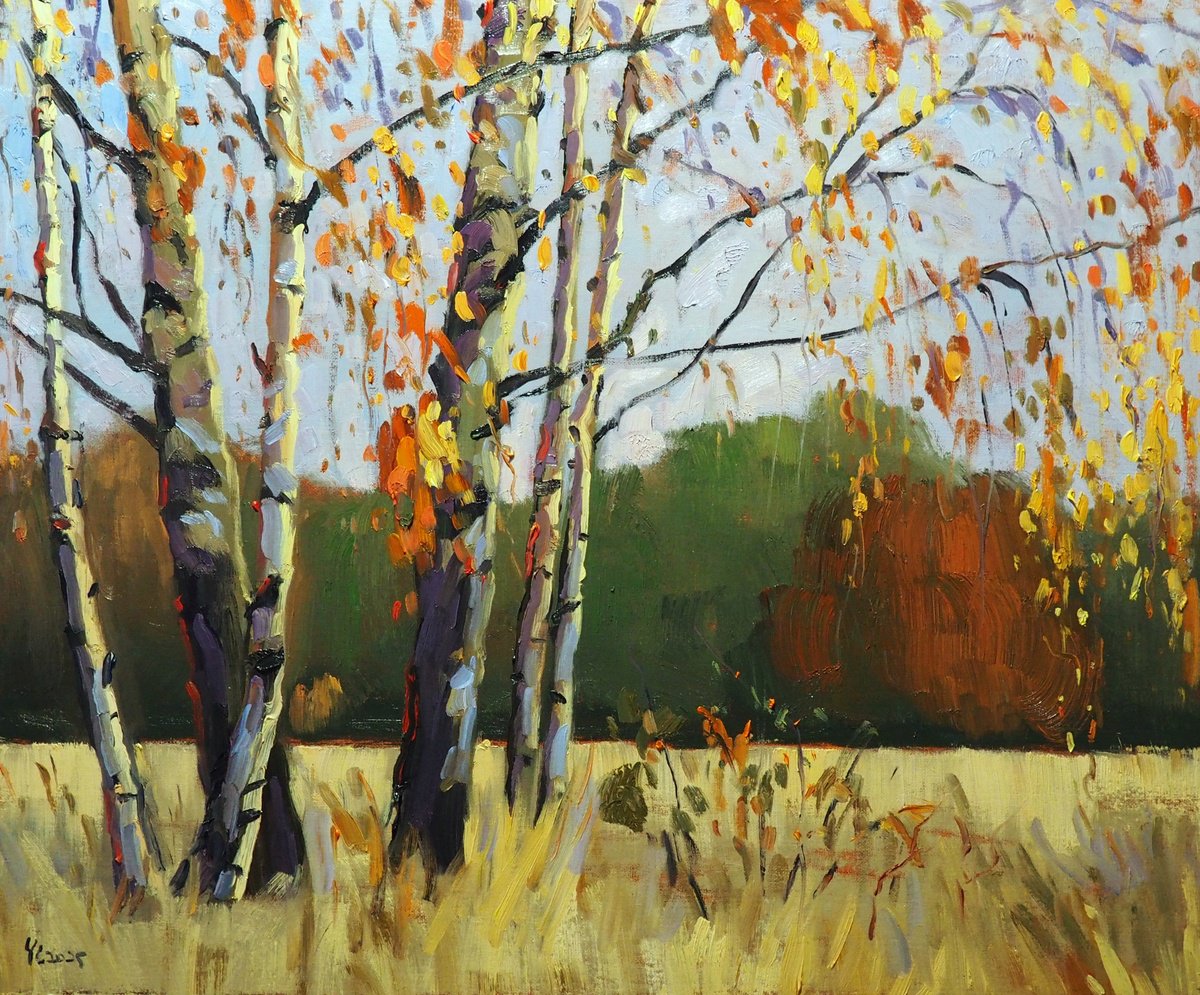 Impressionistic Landscape Oil Painting By Yuanyuan Liu, 26 X 21", Autumn Landscape, Original Artwork
