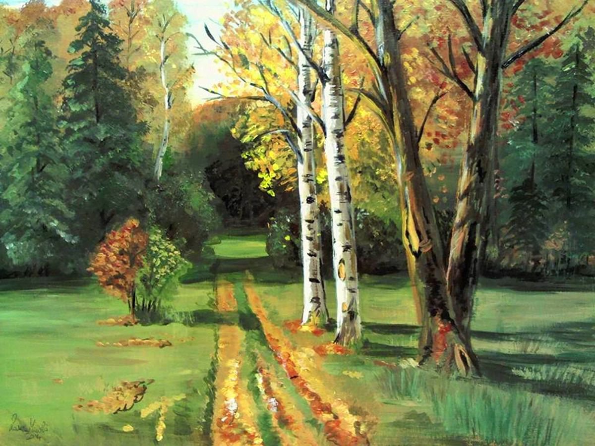 Impressionistic Landscape Acrylic Painting By Laura Muolo, 16 X 12", Boschetto D