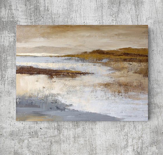 "Calabria 3" Grey cream brown abstract art