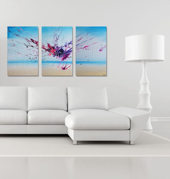 Artist's Beach II Triptych (Spirits Of Skies 120064) (160 x 80 cm) XXXL (64 x 32 inches)