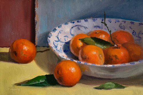 Porcelain Plate and Clementines by Pascal Giroud