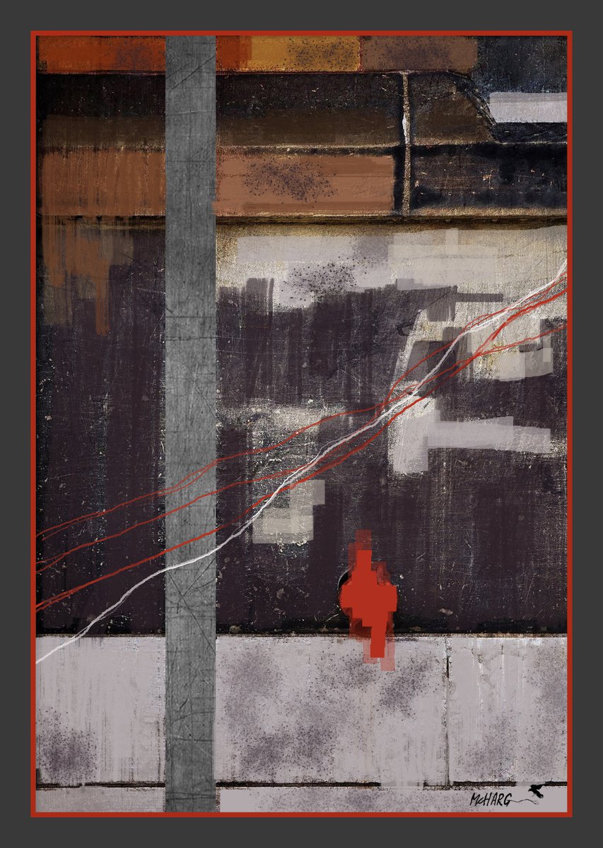 Organic Abstract Acrylic Painting By Joe Mcharg, 30 X 42, Rusty Metal 30X42, Original Artwork