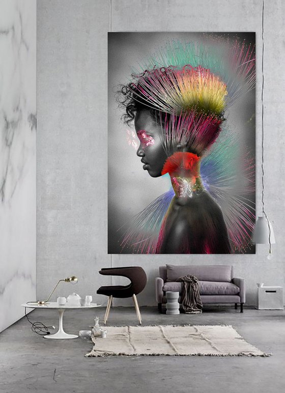 African Flower CANVAS Print - Series of Portraits 120 cm x 80 cm