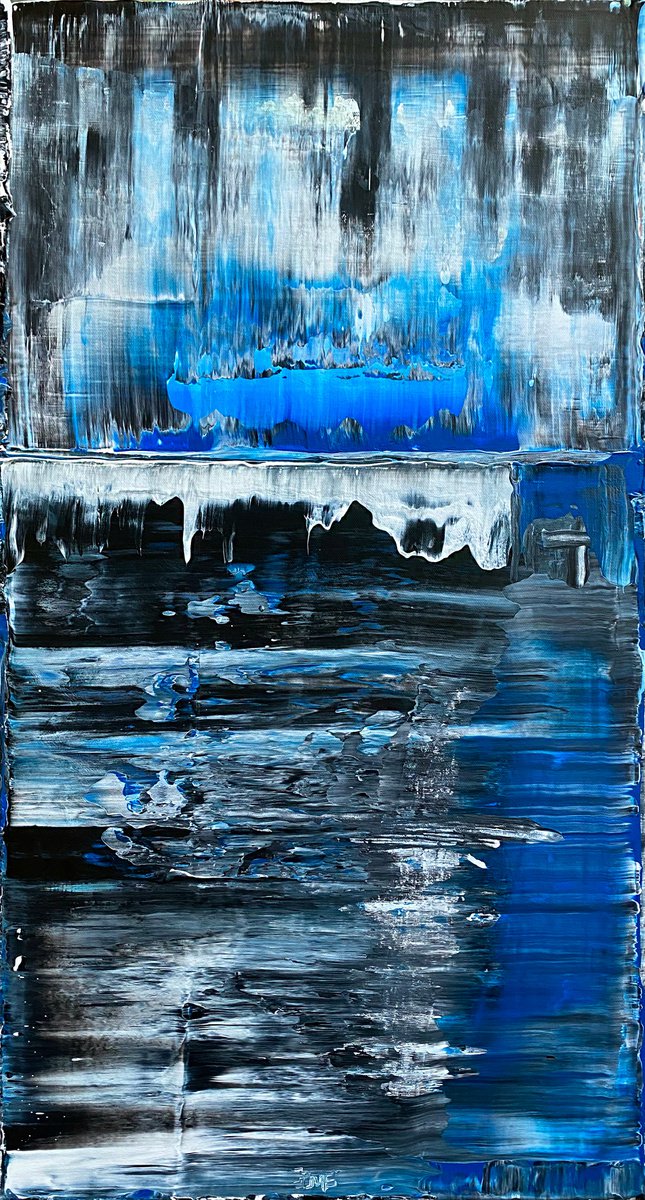 Black Ice - Original PMS Abstract Acrylic Painting On Canvas - 16 x 30 by Preston M. Smith (PMS)