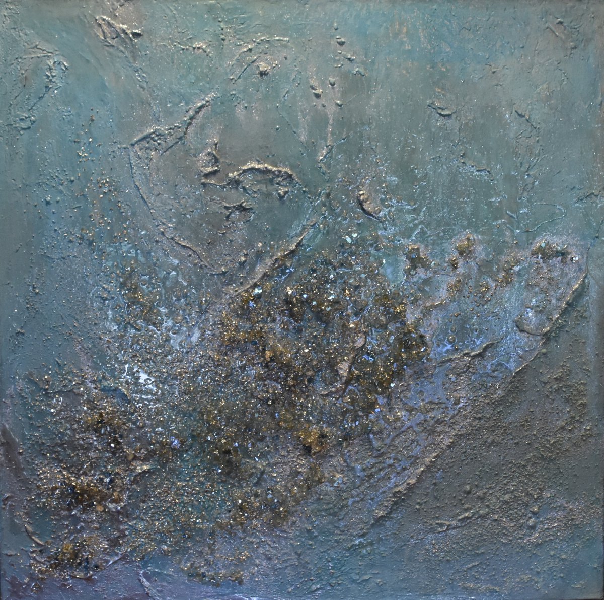 Abstract Painting By Tamara Bettencourt, 36 X 36", Jewels From The Sea, Original Artwork