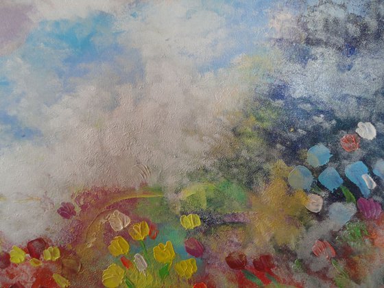 Kaas Pathar - Valley of Flowers - Abstract Painting large size