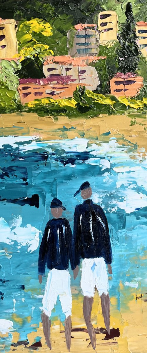 Couple Positano Original Painting by Halyna Kirichenko