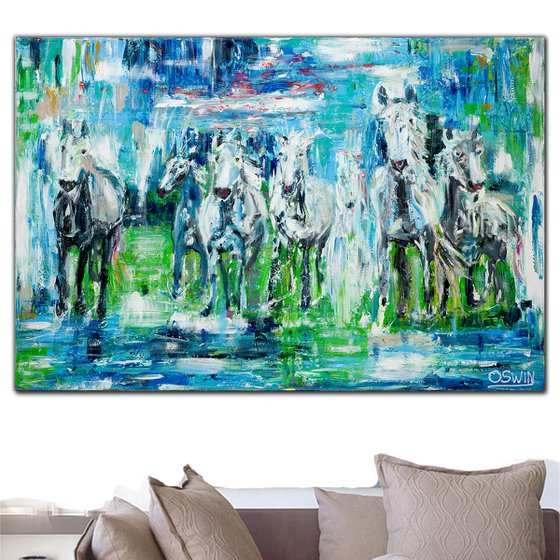 Horse painting: MYSTERY HORSES IV- 100 x 120 cm. Abstract painting