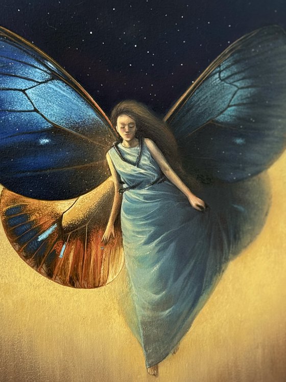 Wings behind the shoulders