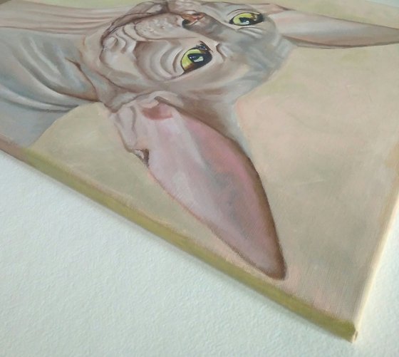 Sphinx cat, 45x50 cm, ready to hang.