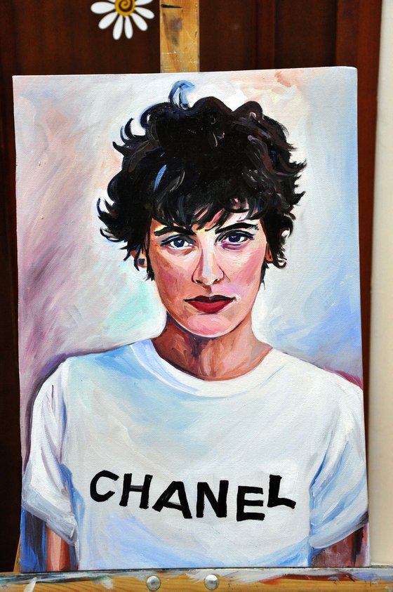CHANEL - mothers day gift, oil painting, small format painting, interior art, home decor, bachelor pad art, gift idea