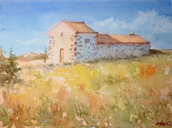 Singing Fields | Original Fuerteventura watercolor painting