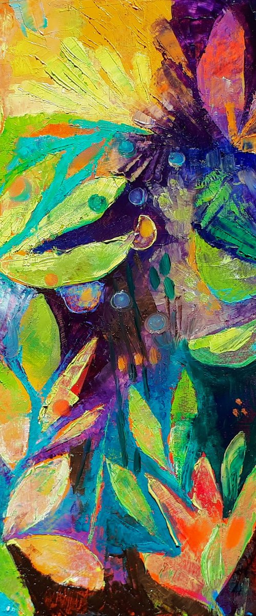 Lights in the Garden (50x50cm) oil on canvas by Simon Tünde