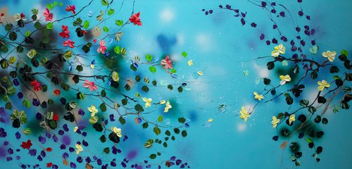 Large square acrylic painting "Sky Blooms II" by Anastassia Skopp