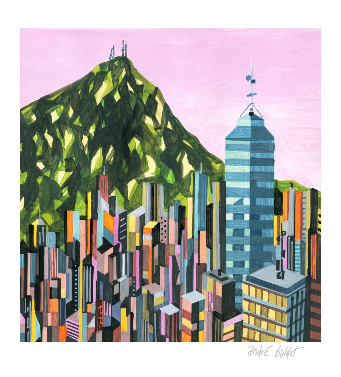Urban And Pop Acrylic Painting , Hong-Kong-03 By Andre Baldet, 13 X 14, Artwork For Sale On Artfinder