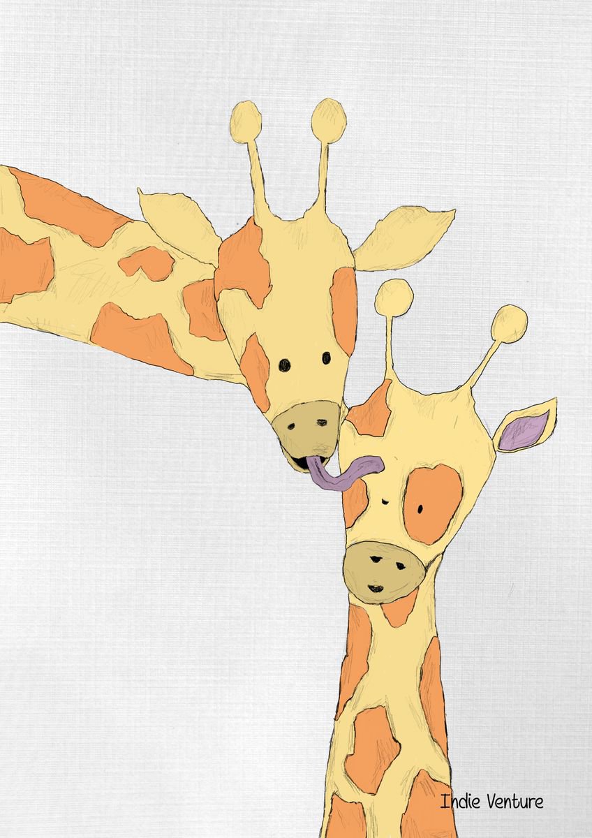 Mummy Giraffe and baby Digital Art (Giclée) by Indie Flynn-Mylchreest ...