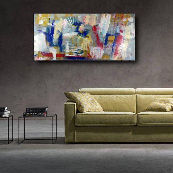 large abstract painting C452- 120x60 cm (48"x24"x1,6")