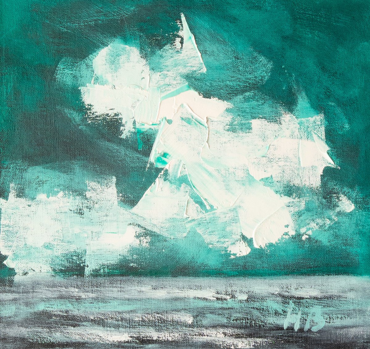 Impressionistic Landscape Oil Painting By Hal Bohner, 8 X 8, Phthalo Wind, Original Artwork