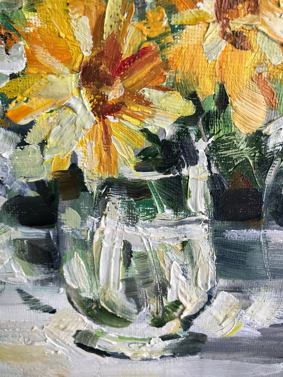 Yellow flowers.