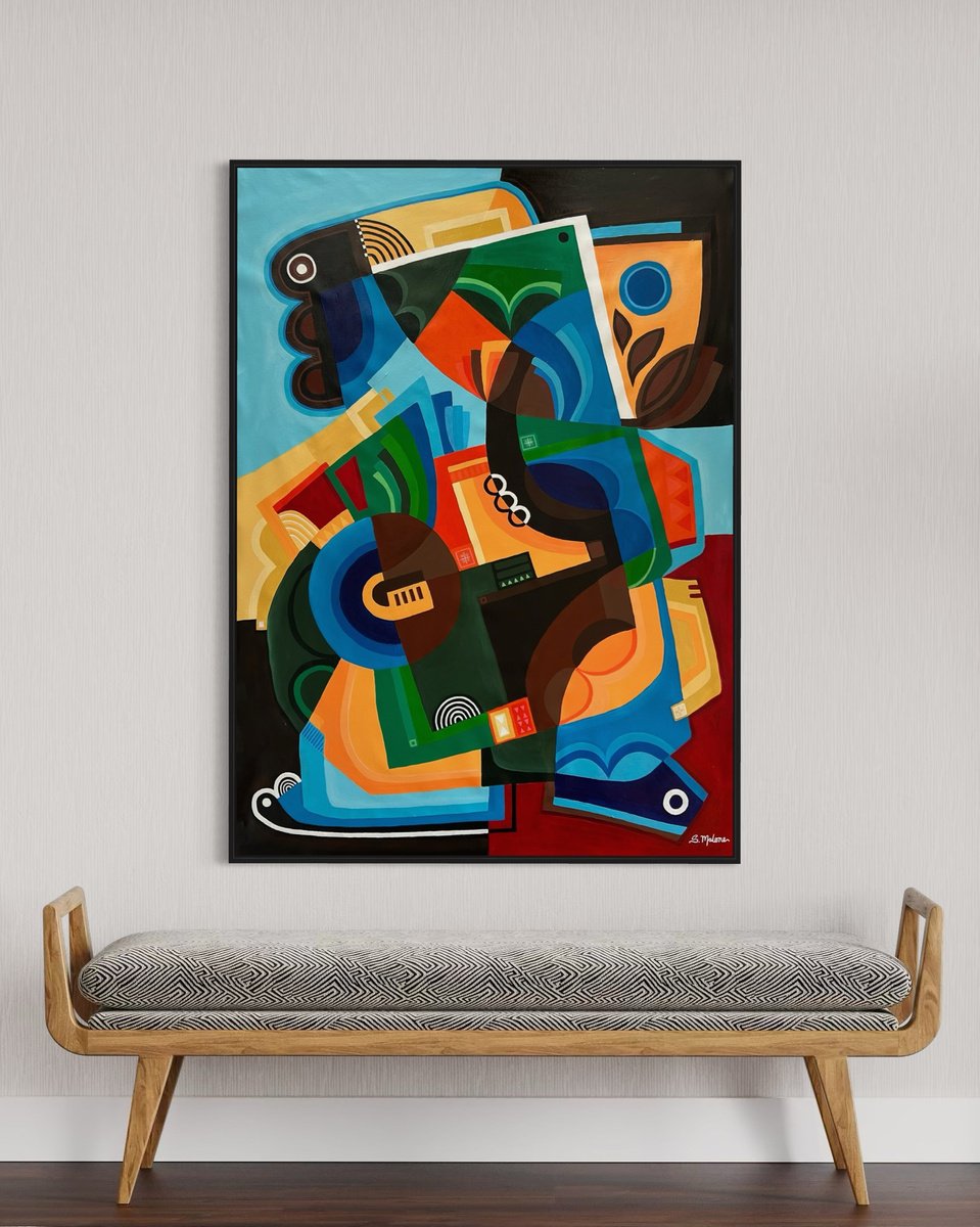 Abstract Acrylic Painting By Samantha Malone, 37 X 51", The Afterparty, Original Artwork