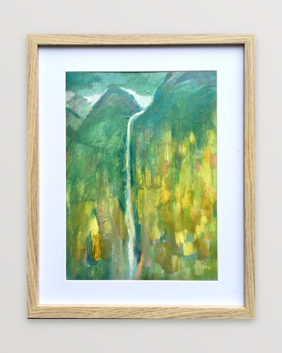 Impressionistic Landscape Oil Painting By Guy Pickford, 10 X 13, The Water Fell, Original Artwork