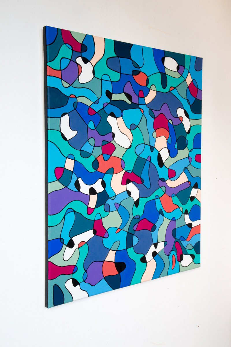 Abstract Acrylic Painting By Stefan Fierros, 20 X 24", Synthesis - 10, Original Artwork