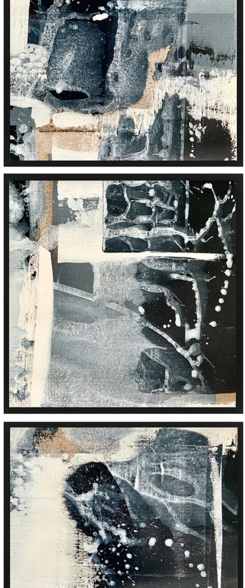 Abstract black & white No. 16320 4-6 - set of 3 by Anita Kaufmann