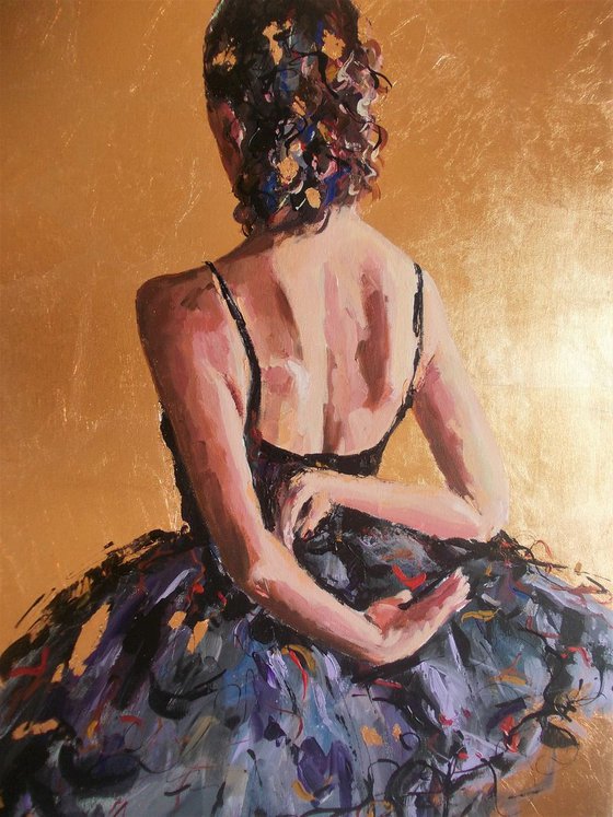 Thoughts of the Dance- Ballerina Acrylic Mixed Media on Canvas