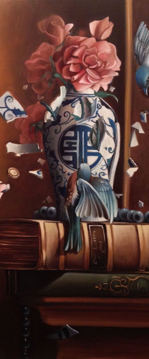 Chinoiserie -original oil on canvas- 60 x 60 cm ( 24' x 24 ') by Valentina Toma' aka Zoe Chigi
