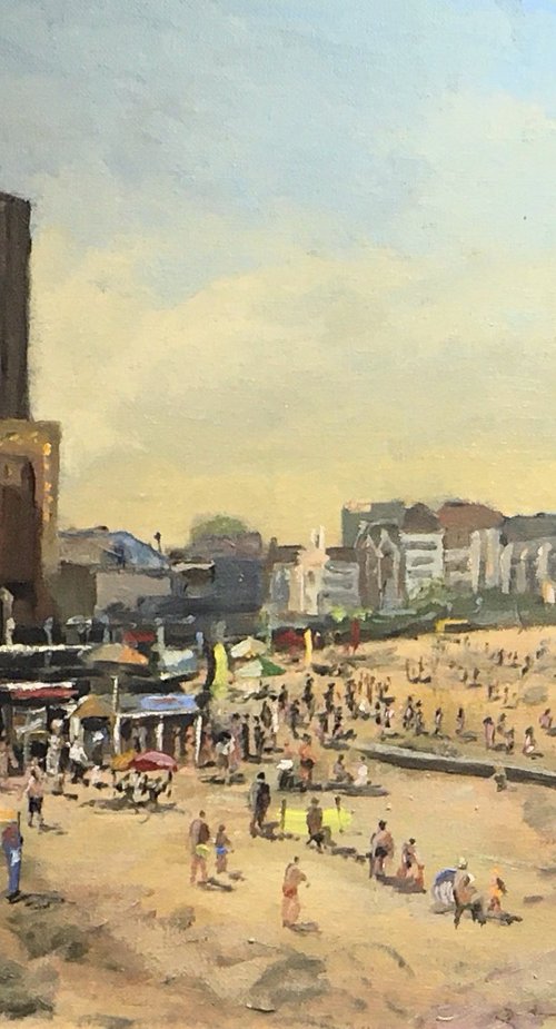 Busy Margate beach by Julian Lovegrove Art