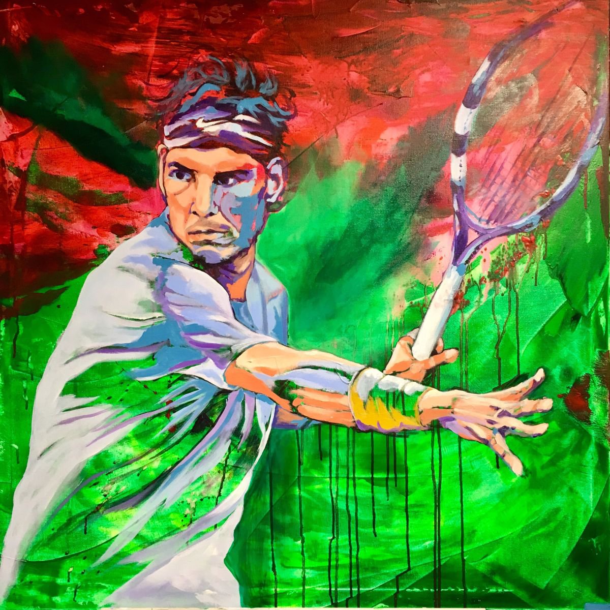 Rafael Nadal Acrylic on Canvas 100x100cm by Javier Pea