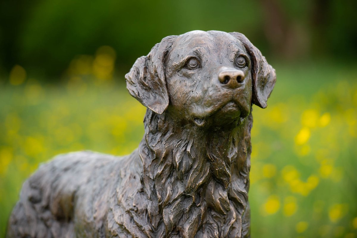 Animal Sculpture By Tanya Russell, 43 X 30", Eden Golden Retriever Statue, Original Artwork