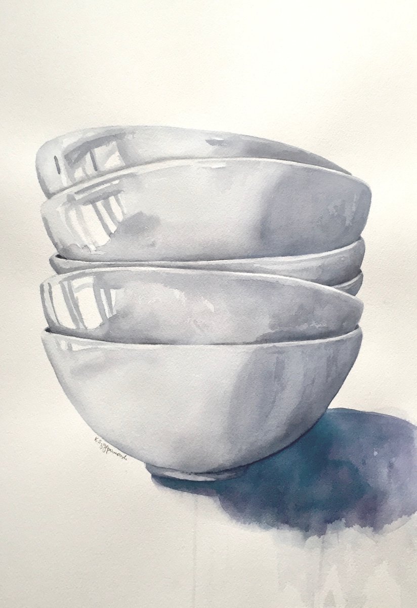 White bowls by Krystyna Szczepanowski