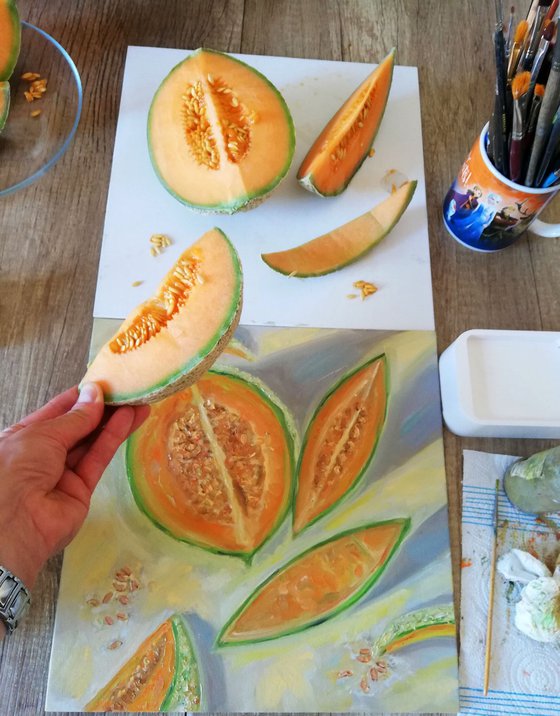 Tablescape with Melon Slices