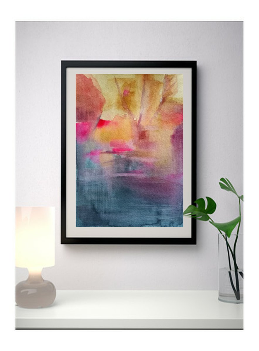 Abstract Watercolour , Reflections By Daniela Roughsedge, 8 X 12, Artwork For Sale On Artfinder
