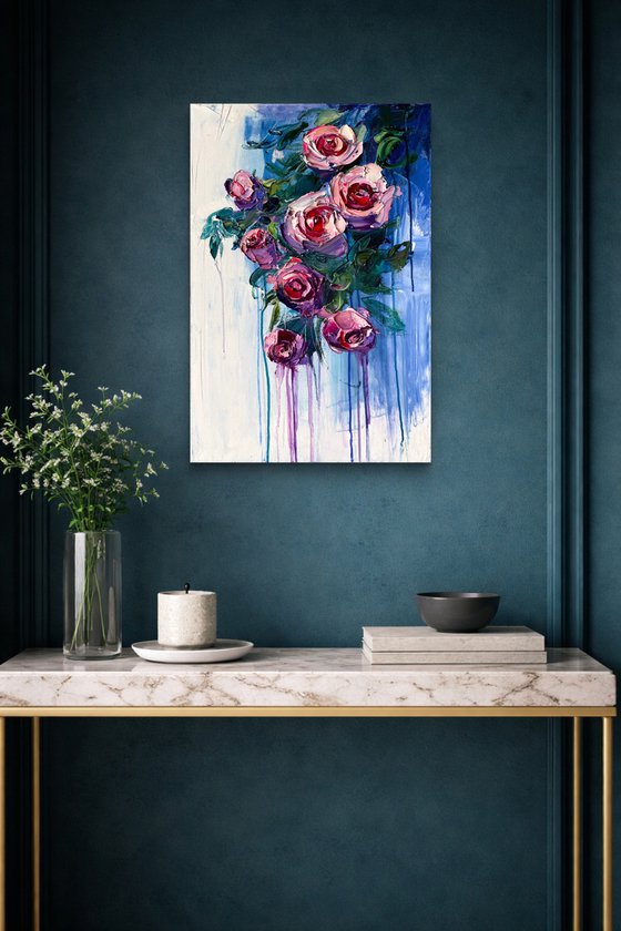 Flowing Roses in Blue